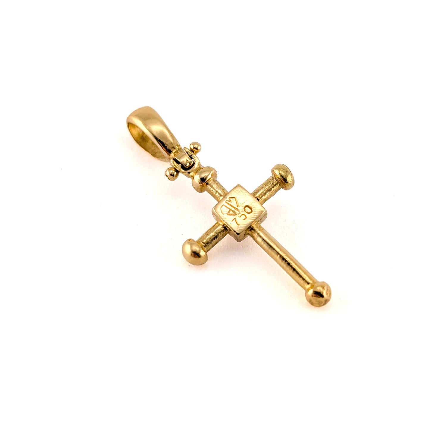 Vintage 18K Gold Bezel Set Ruby Cross Pendant