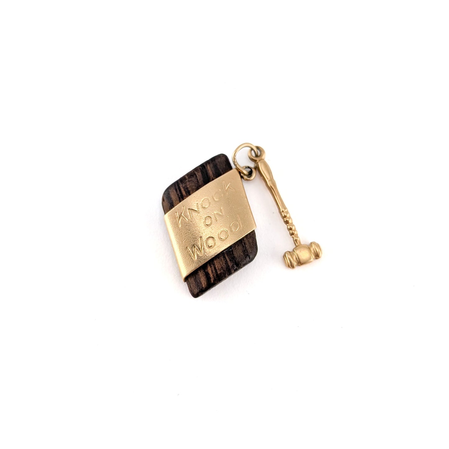 Vintage 14K Gold Knock on Wood Charm