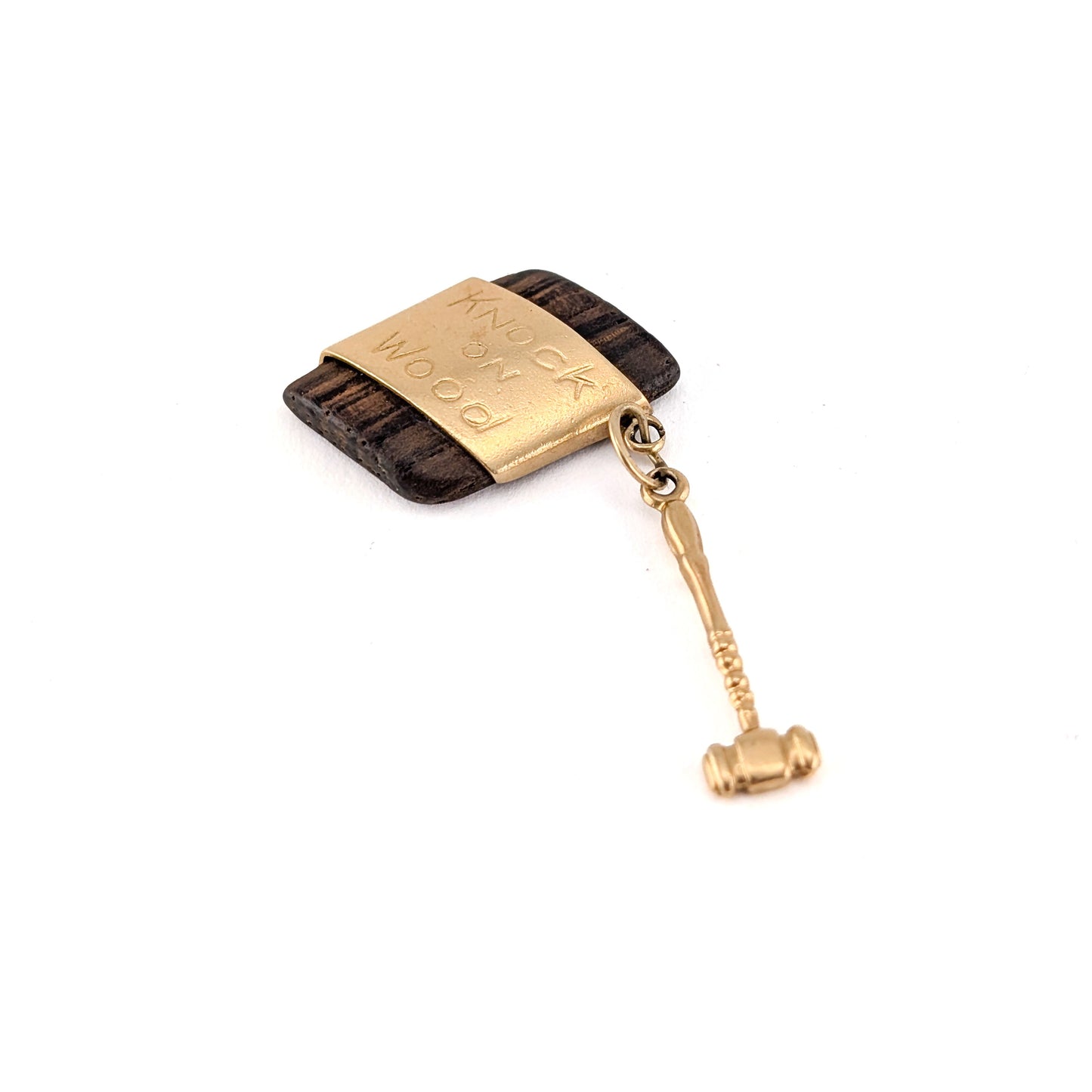 Vintage 14K Gold Knock on Wood Charm