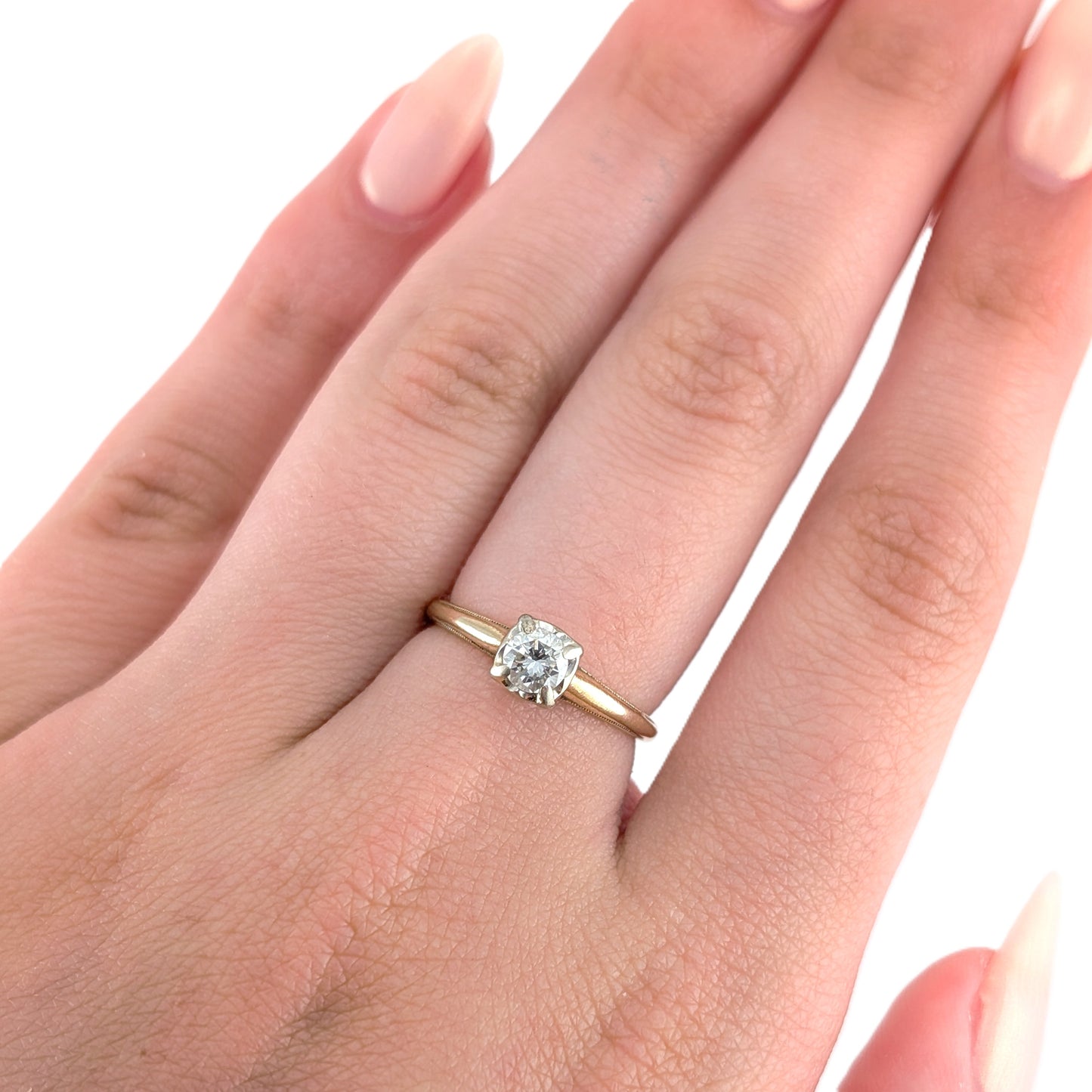 Vintage 14K Gold Solitaire Diamond Engagement Ring