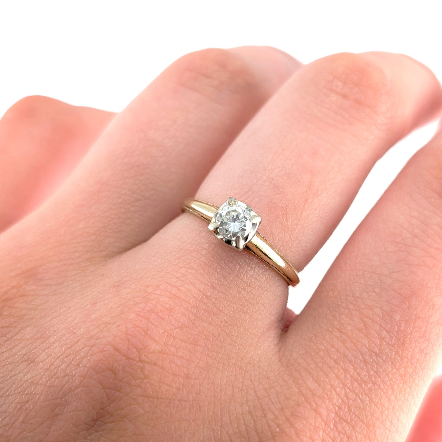 Vintage 14K Gold Solitaire Diamond Engagement Ring