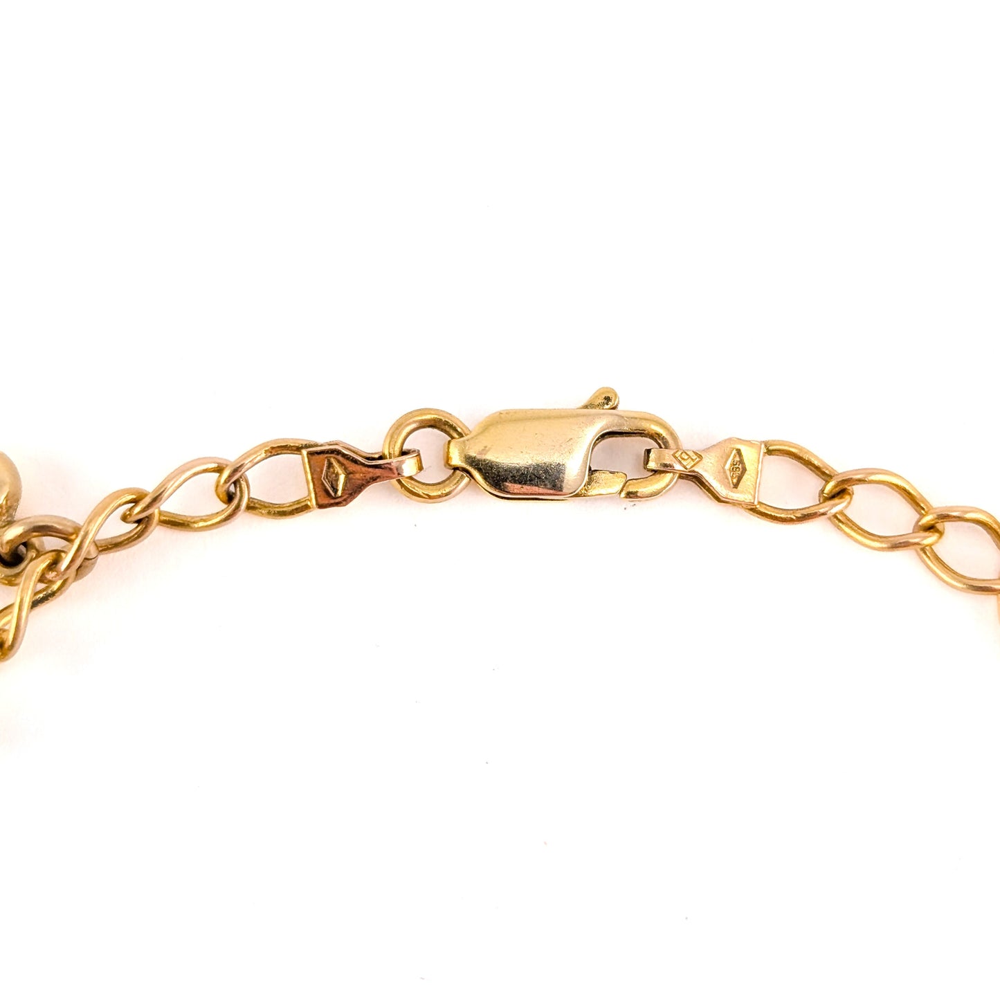 Vintage 14K Gold Puffy Heart Charm Bracelet
