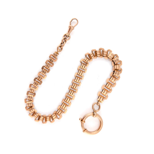 Antique Victorian 14K Rose Gold Book Chain | Articulated Link | Pocket Watch Chain | 10.5 Inches