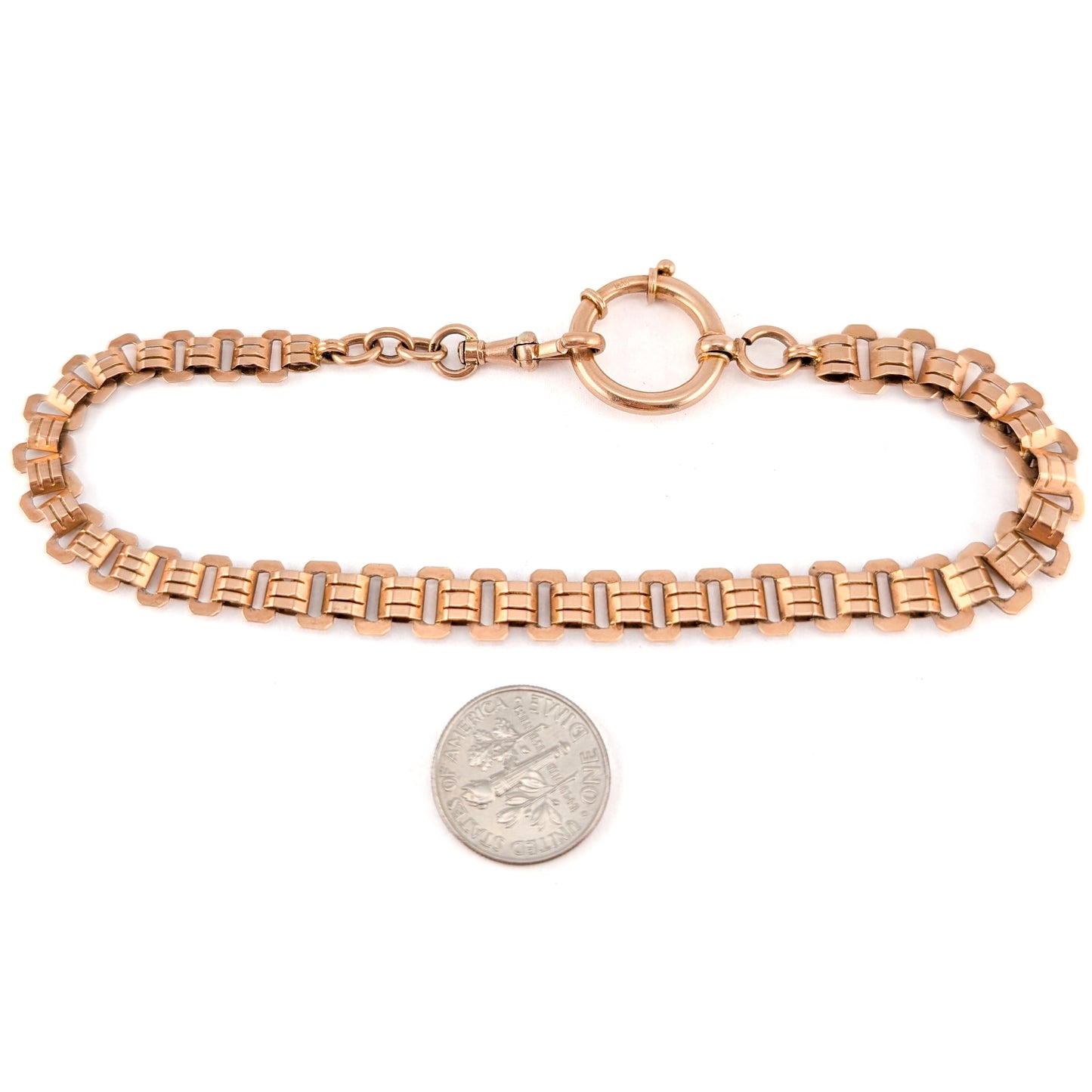 Antique Victorian 14K Rose Gold Book Chain Bracelet | Articulated Link Bracelet | Pocket Watch Chain | 10.5 Inches