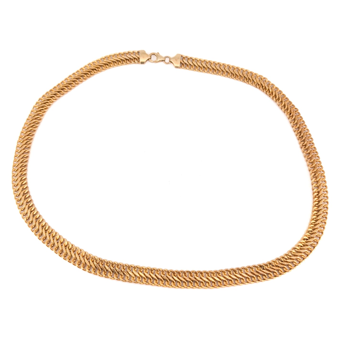 Vintage 14K Yellow Gold Flat S-Link Chain Necklace – Italy