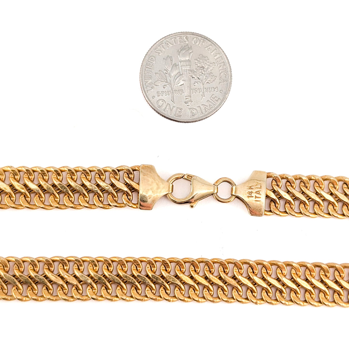 Vintage 14K Yellow Gold Flat S-Link Chain Necklace – Italy