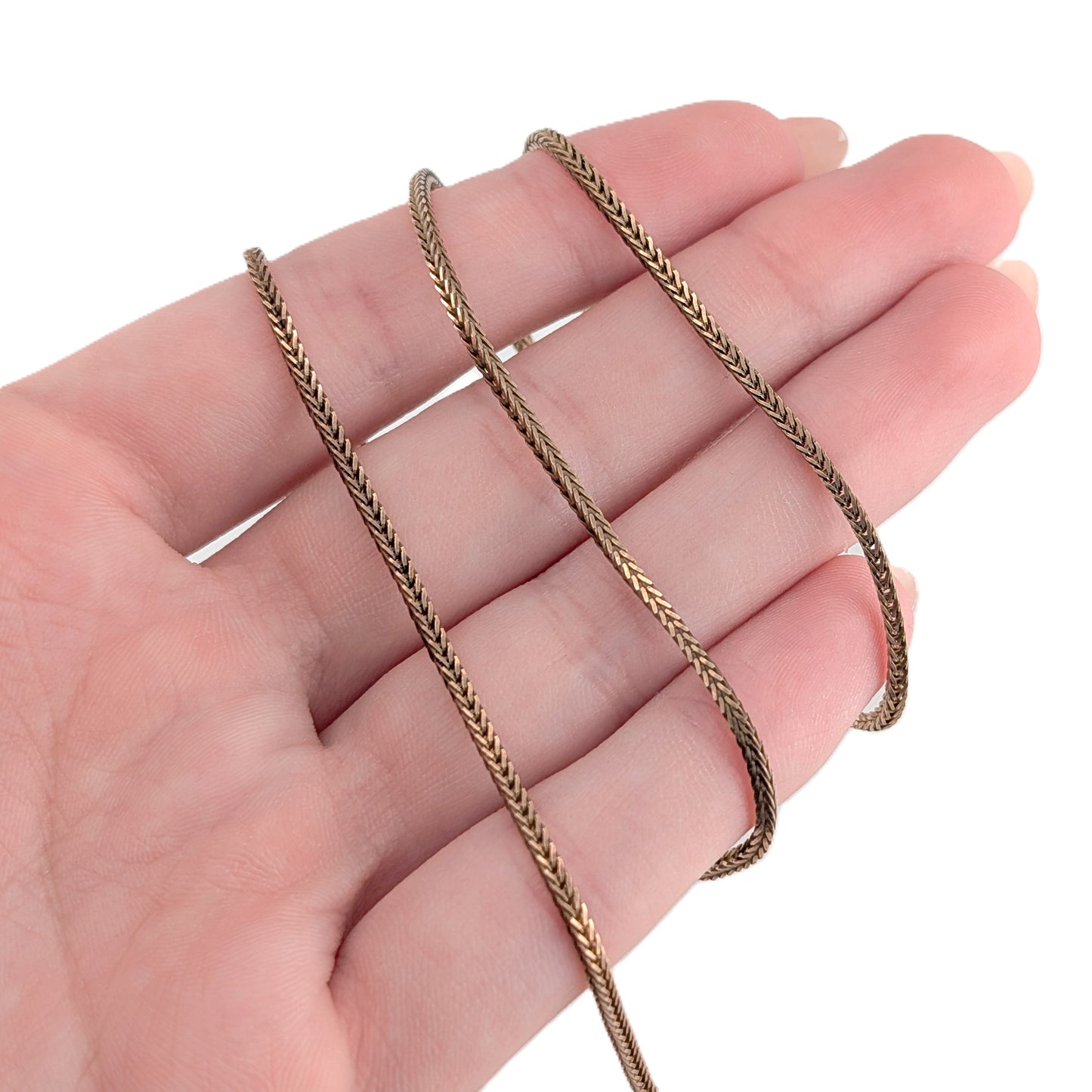 Vintage 9K Gold Foxtail Link Chain Necklace 25.5 Inch