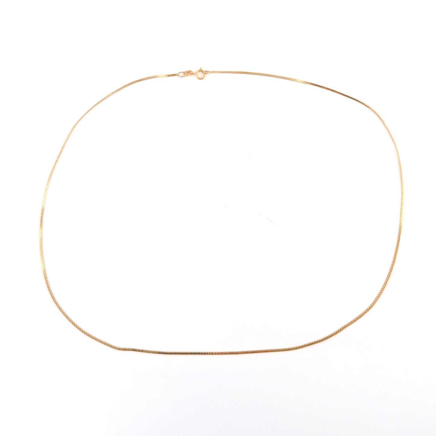 Vintage 14K Yellow Gold Box Chain Necklace 18 Inch