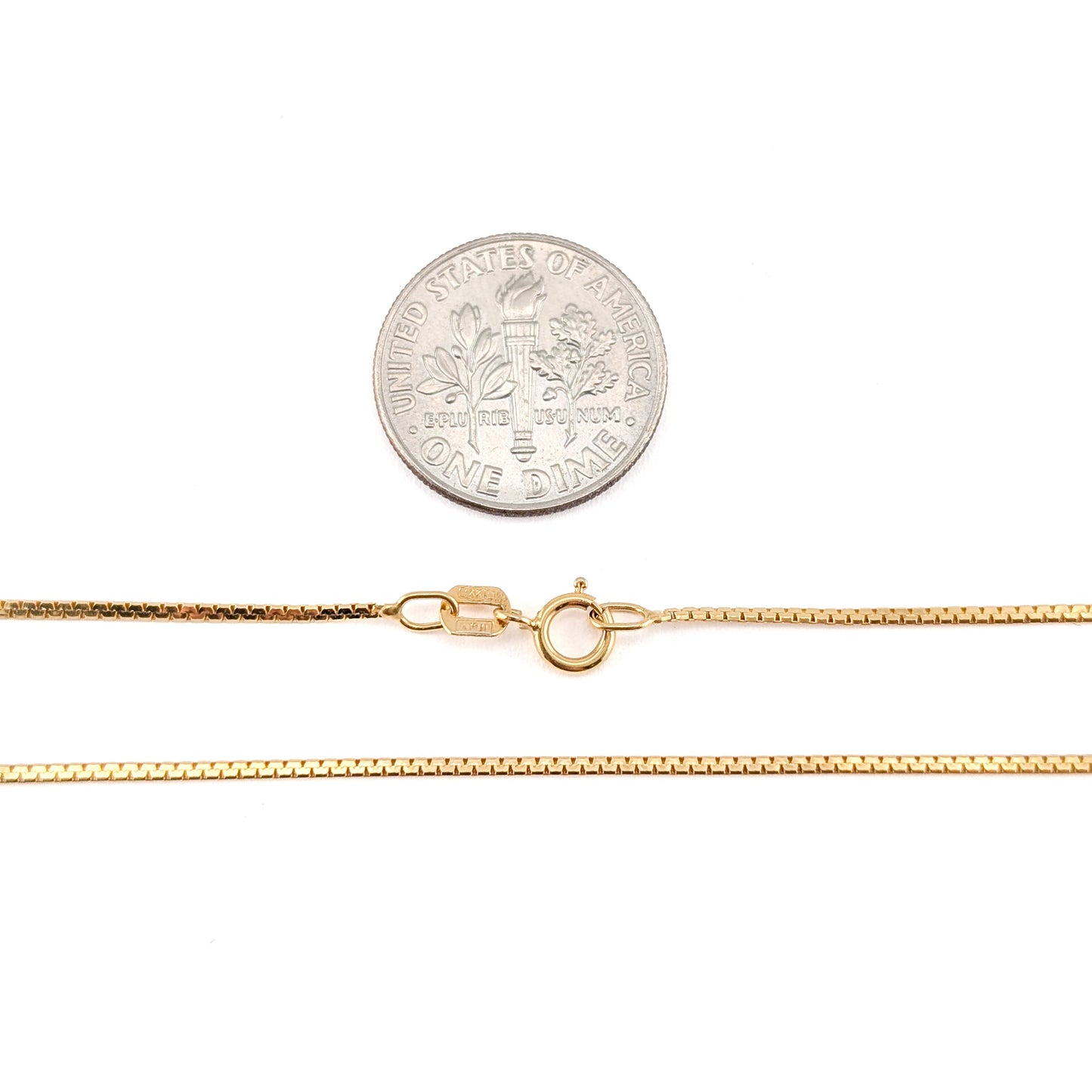 Vintage 14K Yellow Gold Box Chain Necklace 18 Inch