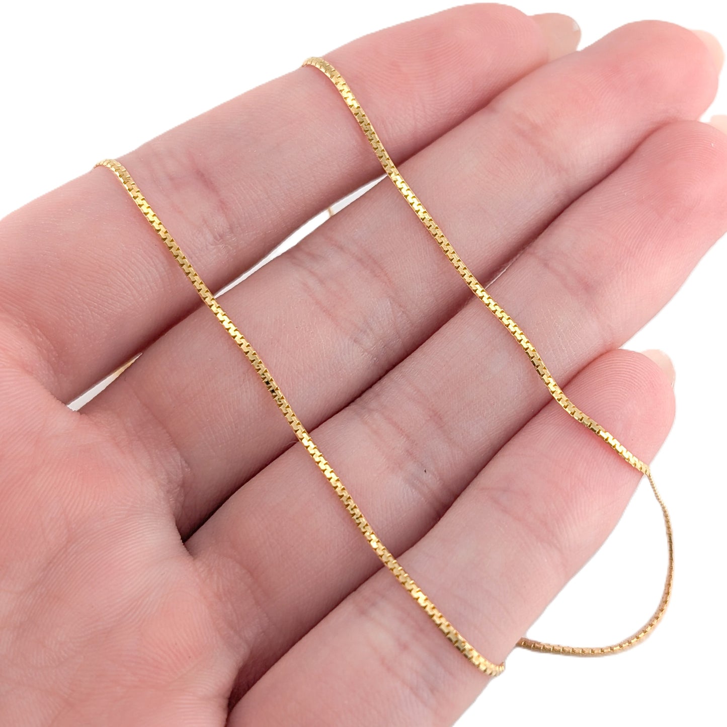 Vintage 14K Yellow Gold Box Chain Necklace 18 Inch
