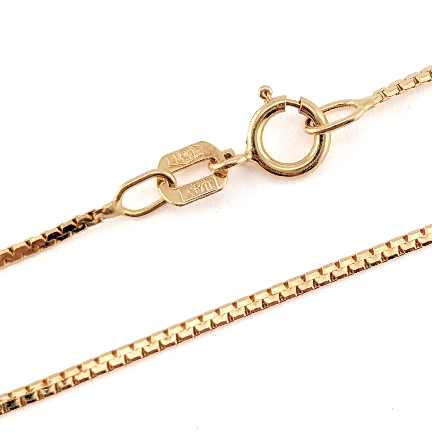 Vintage 14K Yellow Gold Box Chain Necklace 18 Inch