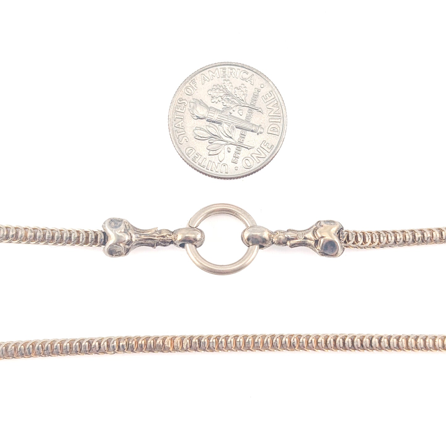 Antique Victorian 8K Pale Yellow Gold Foxtail Chain with Eagle Head, 12.5"