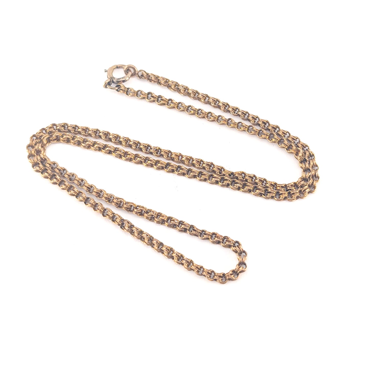 Mid-Century 10K Gold Double Rolo Chain Necklace