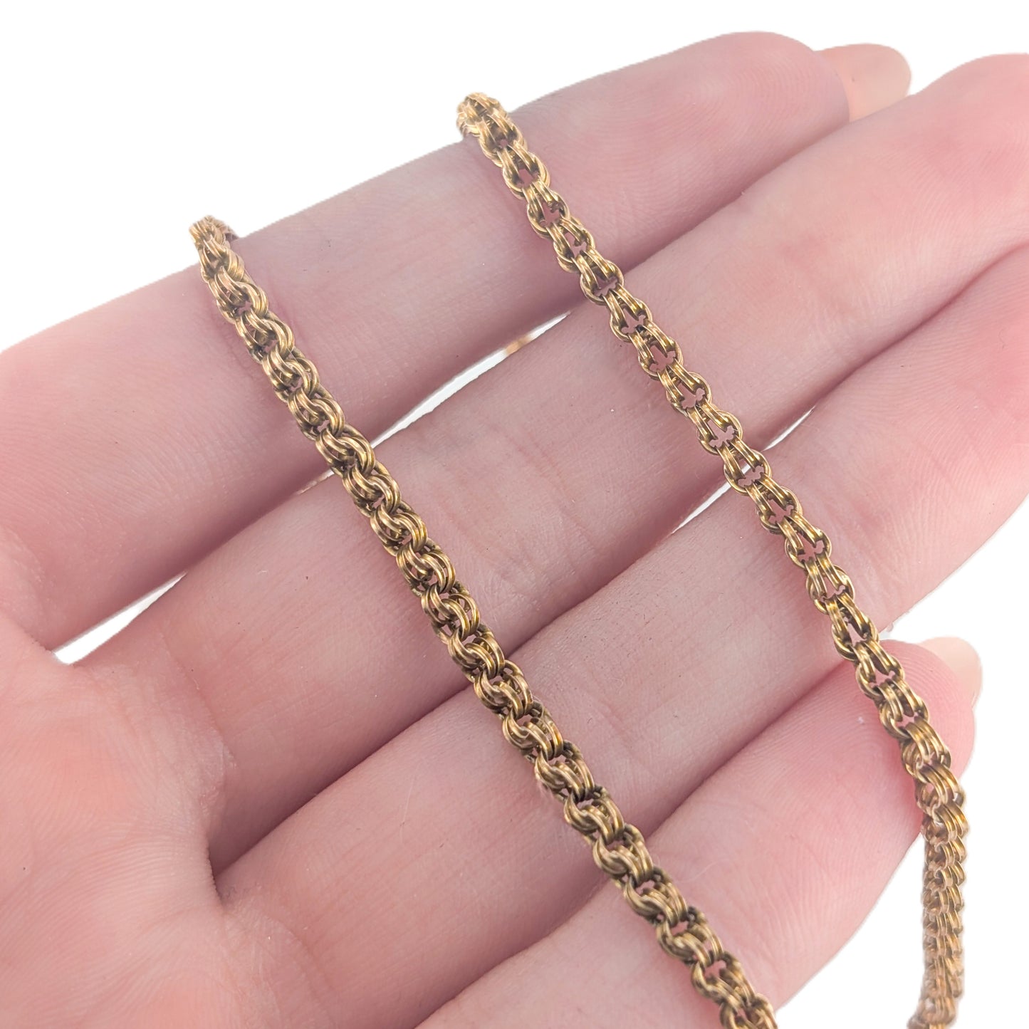 Mid-Century 10K Gold Double Rolo Chain Necklace