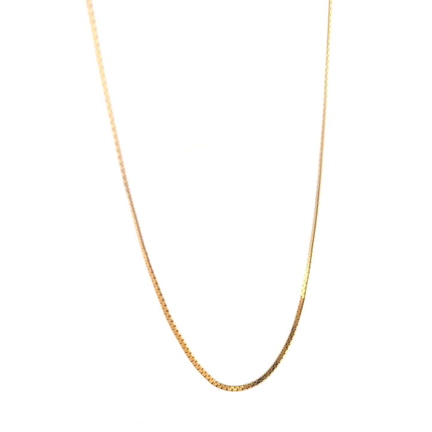 Vintage 14K Yellow Gold Box Chain Necklace 18 Inch