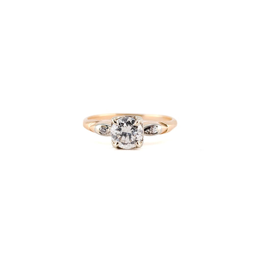 Antique 0.82 Carat Old European Cut Diamond Ring in 14K Two-Tone Gold