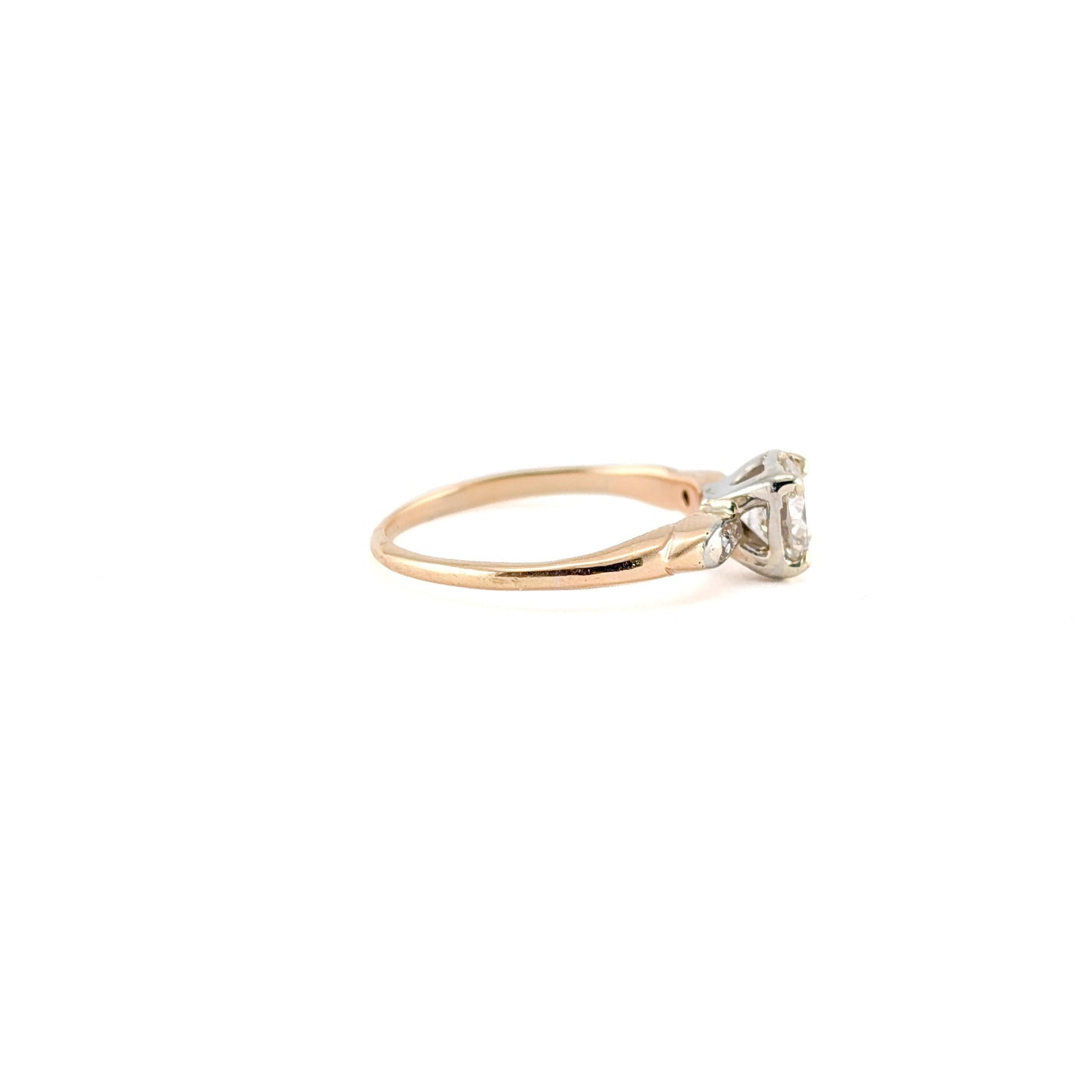 Antique 0.82 Carat Old European Cut Diamond Ring in 14K Two-Tone Gold