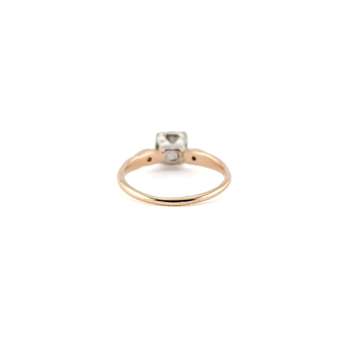 Antique 0.82 Carat Old European Cut Diamond Ring in 14K Two-Tone Gold