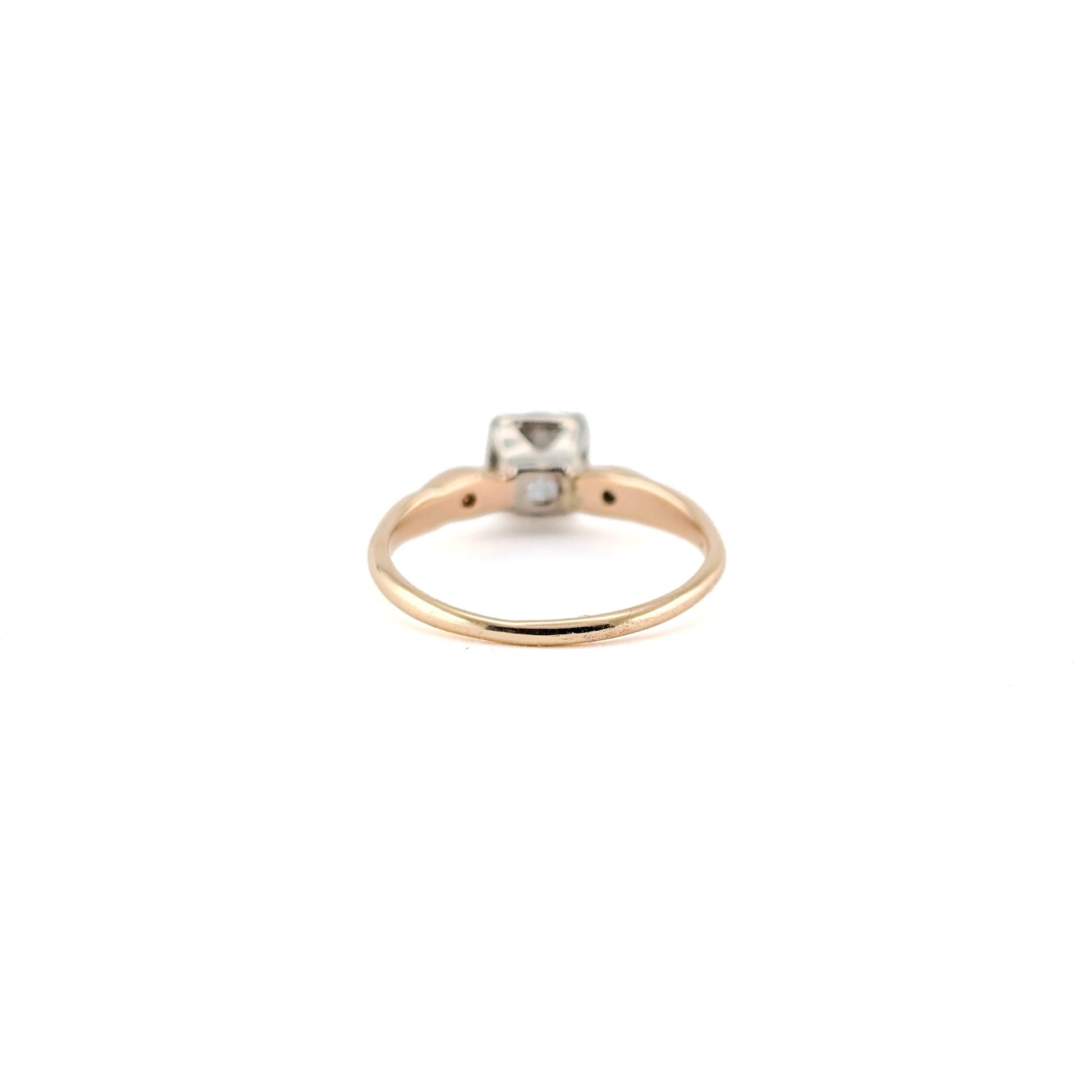 Antique 0.82 Carat Old European Cut Diamond Ring in 14K Two-Tone Gold