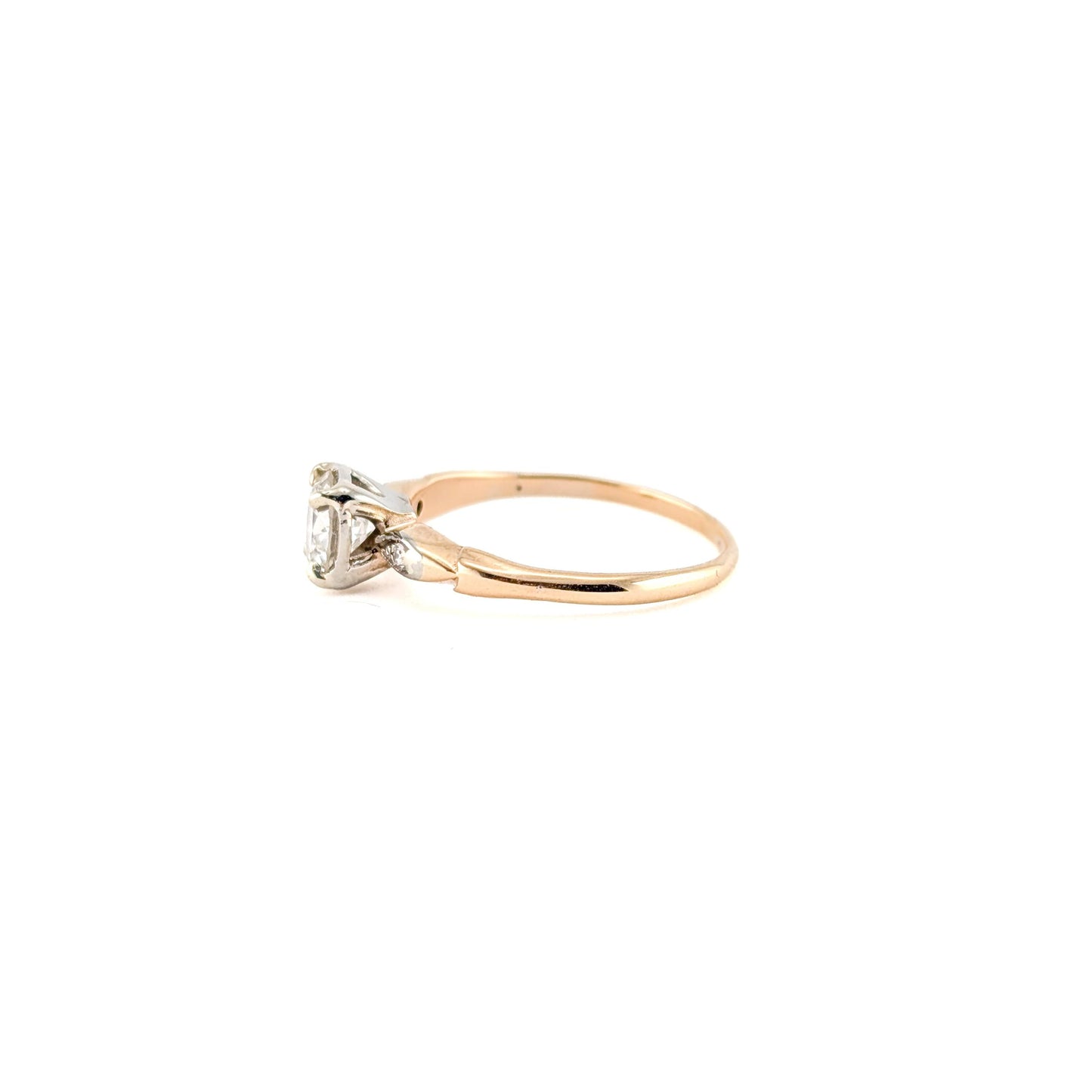 Antique 0.82 Carat Old European Cut Diamond Ring in 14K Two-Tone Gold