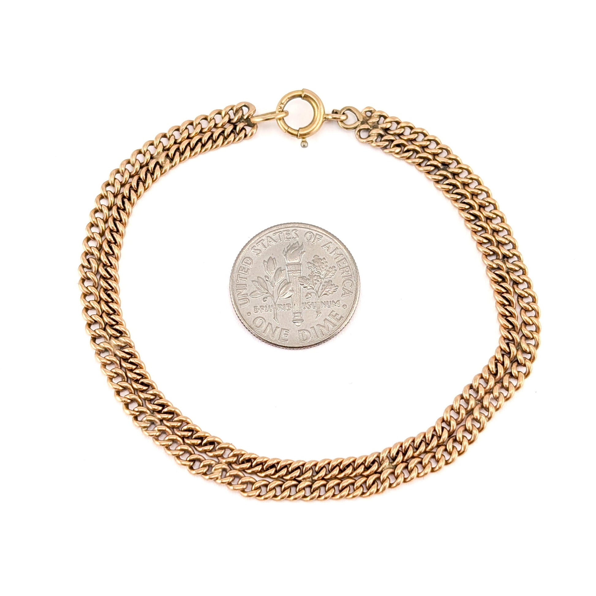 Vintage 14k Gold Two-Row Curb Chain Bracelet