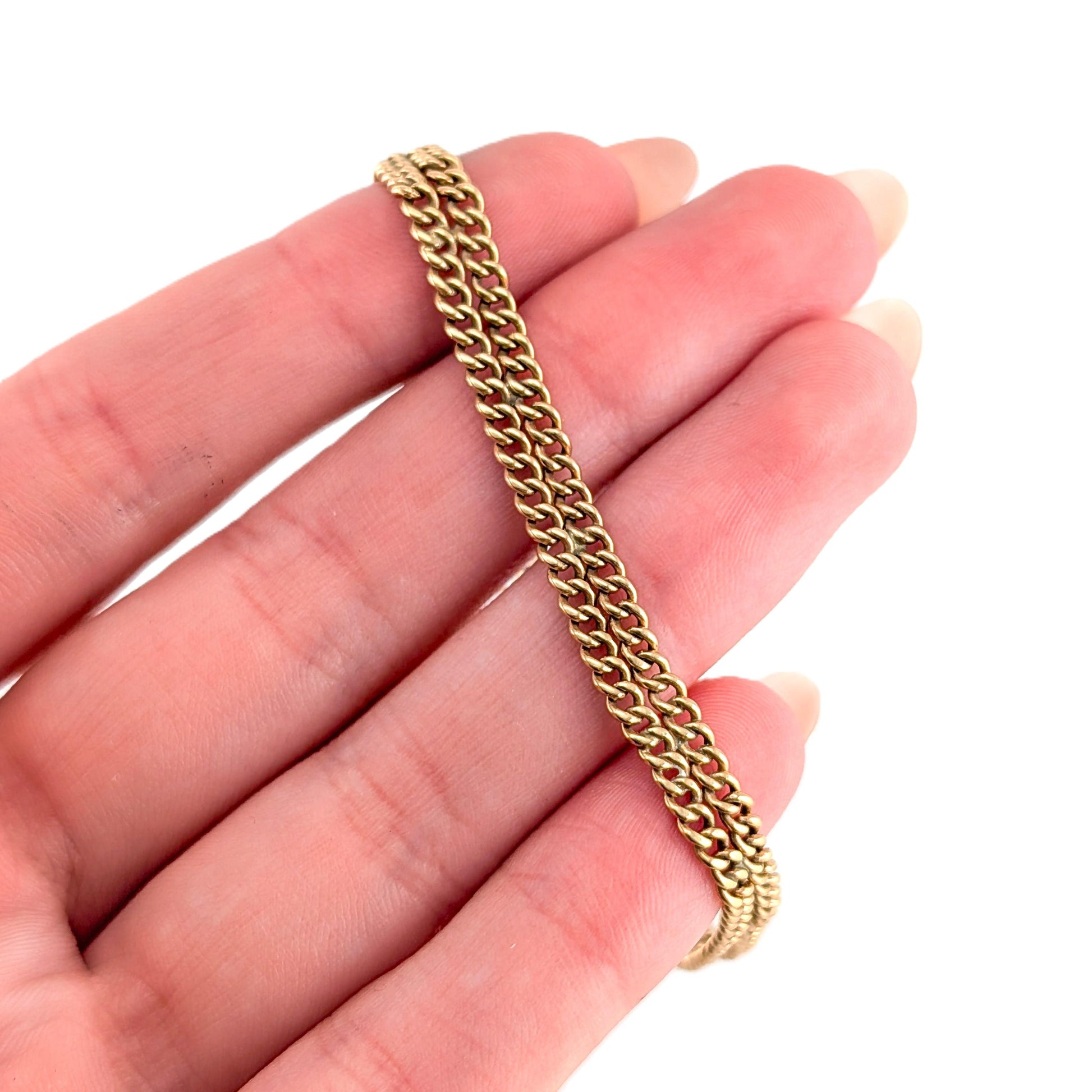 Vintage 14k Gold Two-Row Curb Chain Bracelet