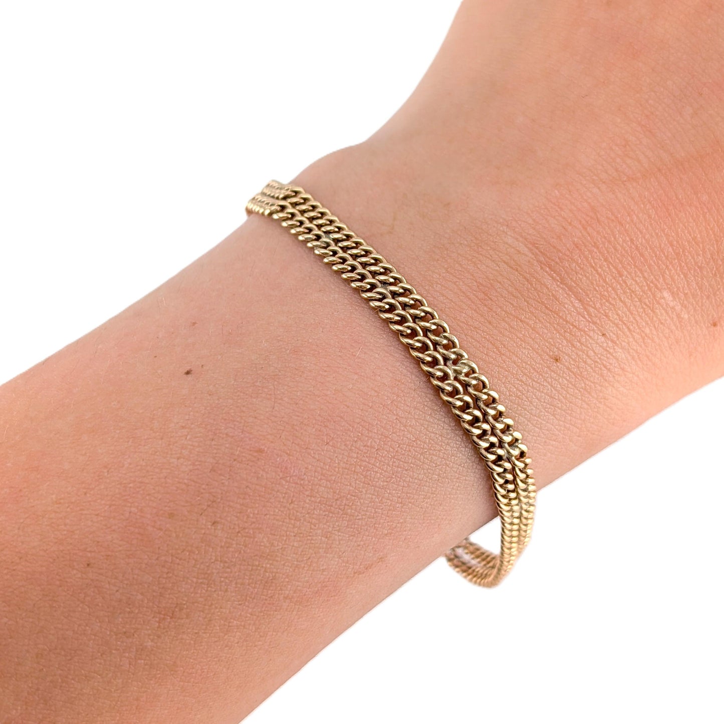 Vintage 14k Gold Two-Row Curb Chain Bracelet