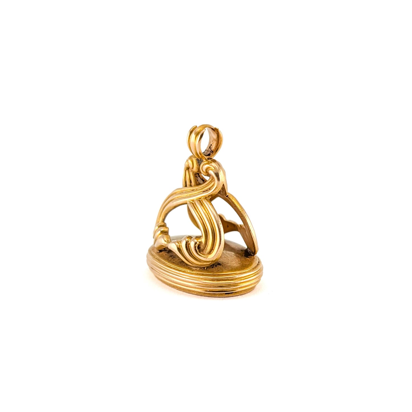 Antique 14k Gold Monogram Wax Seal Fob Pendant - 9.26g