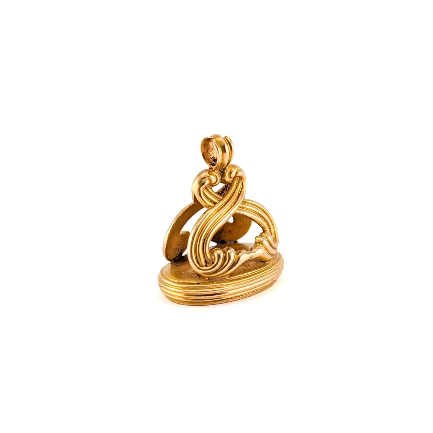 Antique 14k Gold Monogram Wax Seal Fob Pendant - 9.26g