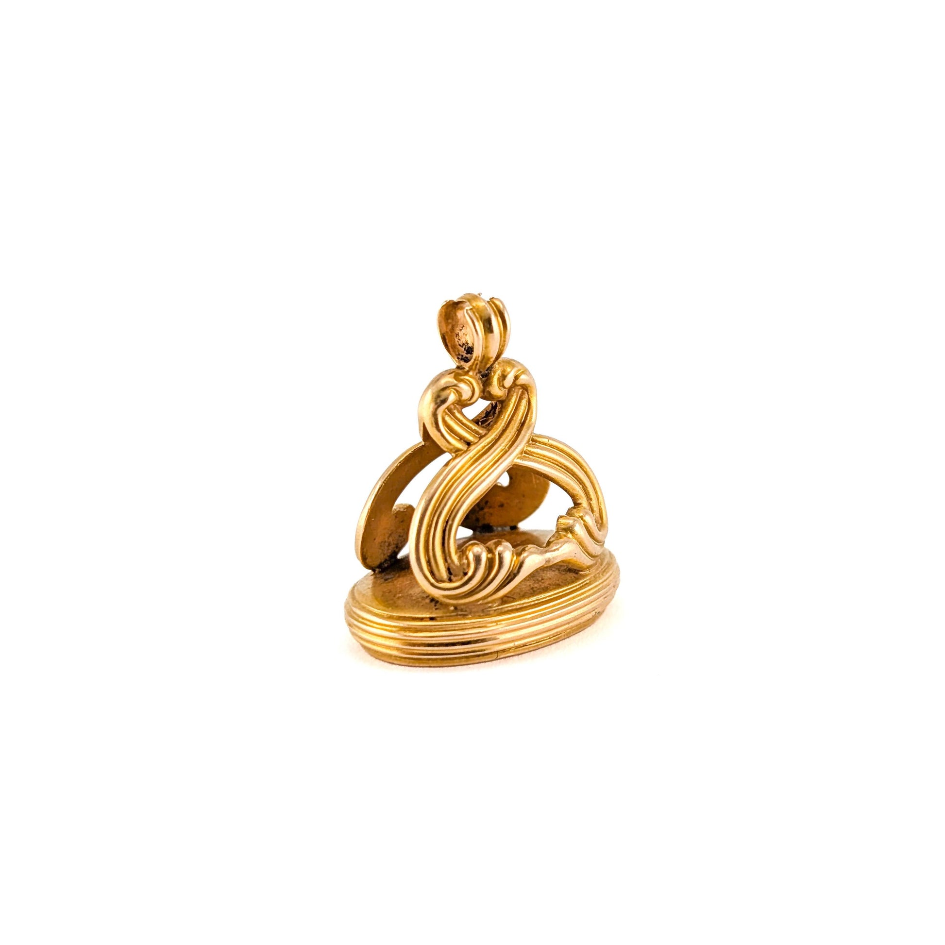 Antique 14k Gold Monogram Wax Seal Fob Pendant - 9.26g