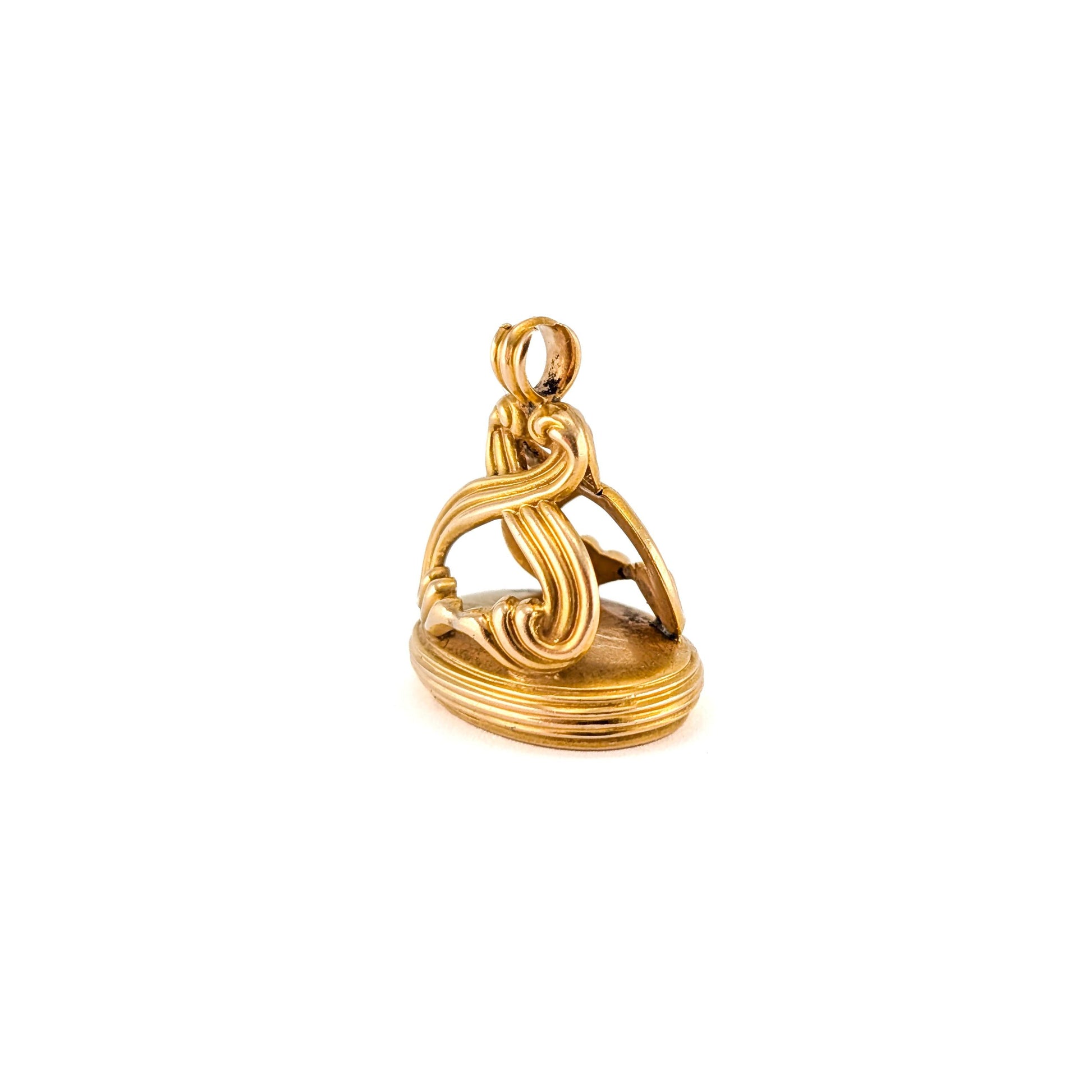 Antique 14k Gold Monogram Wax Seal Fob Pendant - 9.26g