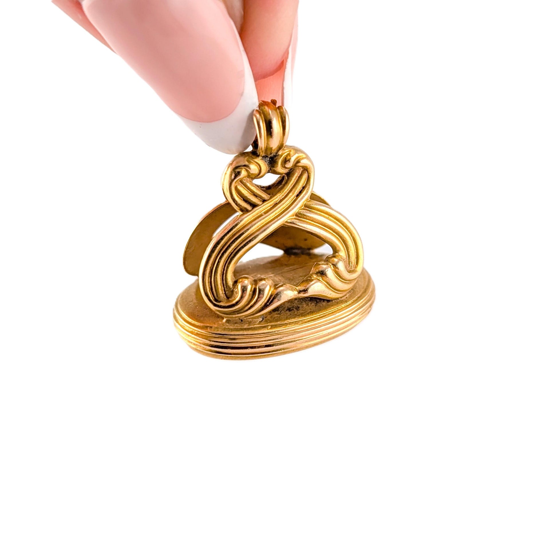 Antique 14k Gold Monogram Wax Seal Fob Pendant - 9.26g