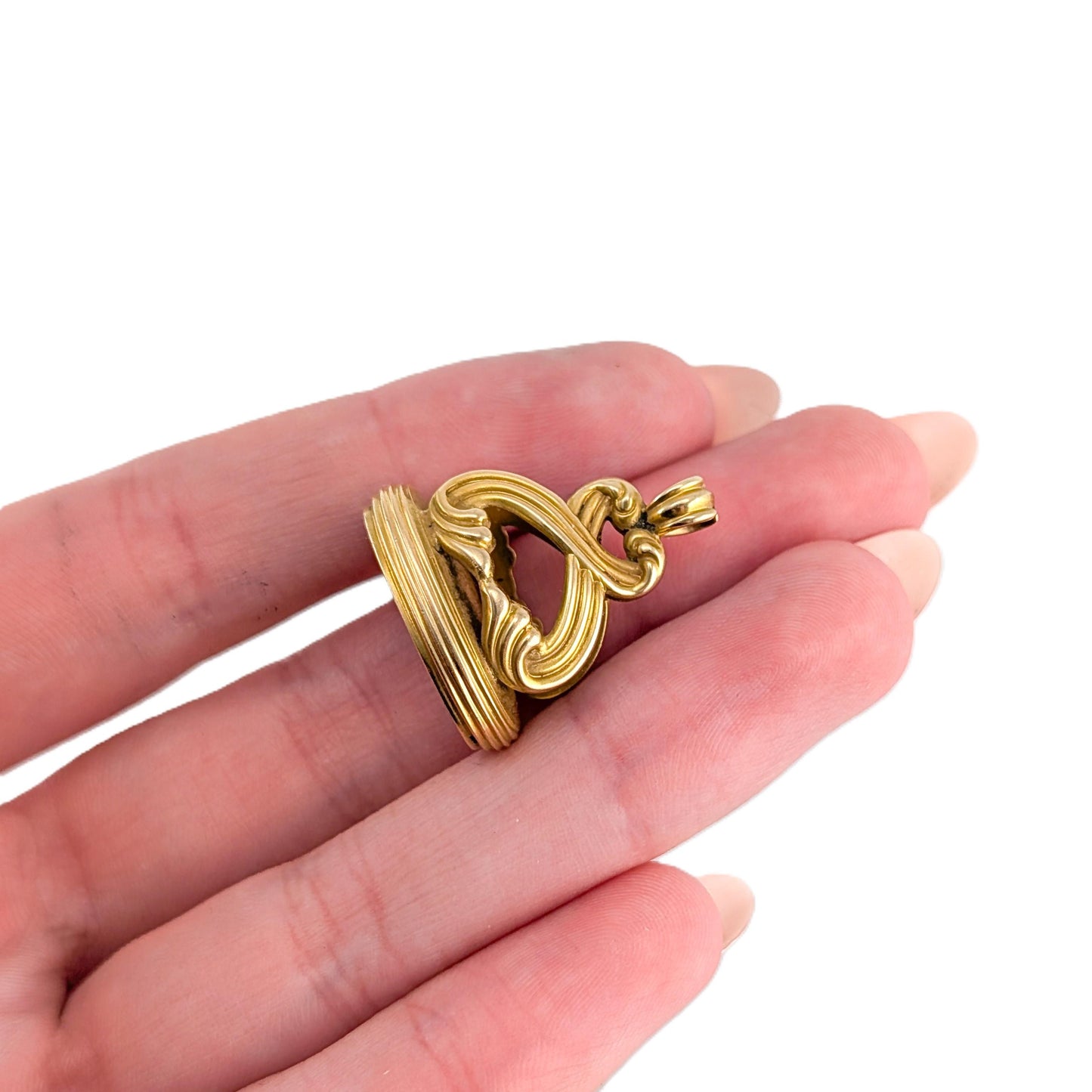 Antique 14k Gold Monogram Wax Seal Fob Pendant - 9.26g