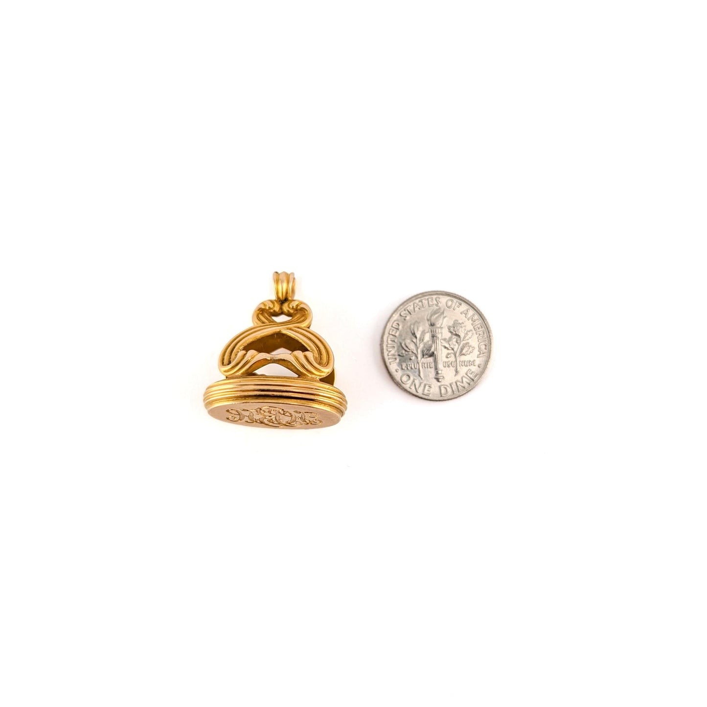 Antique 14k Gold Monogram Wax Seal Fob Pendant - 9.26g