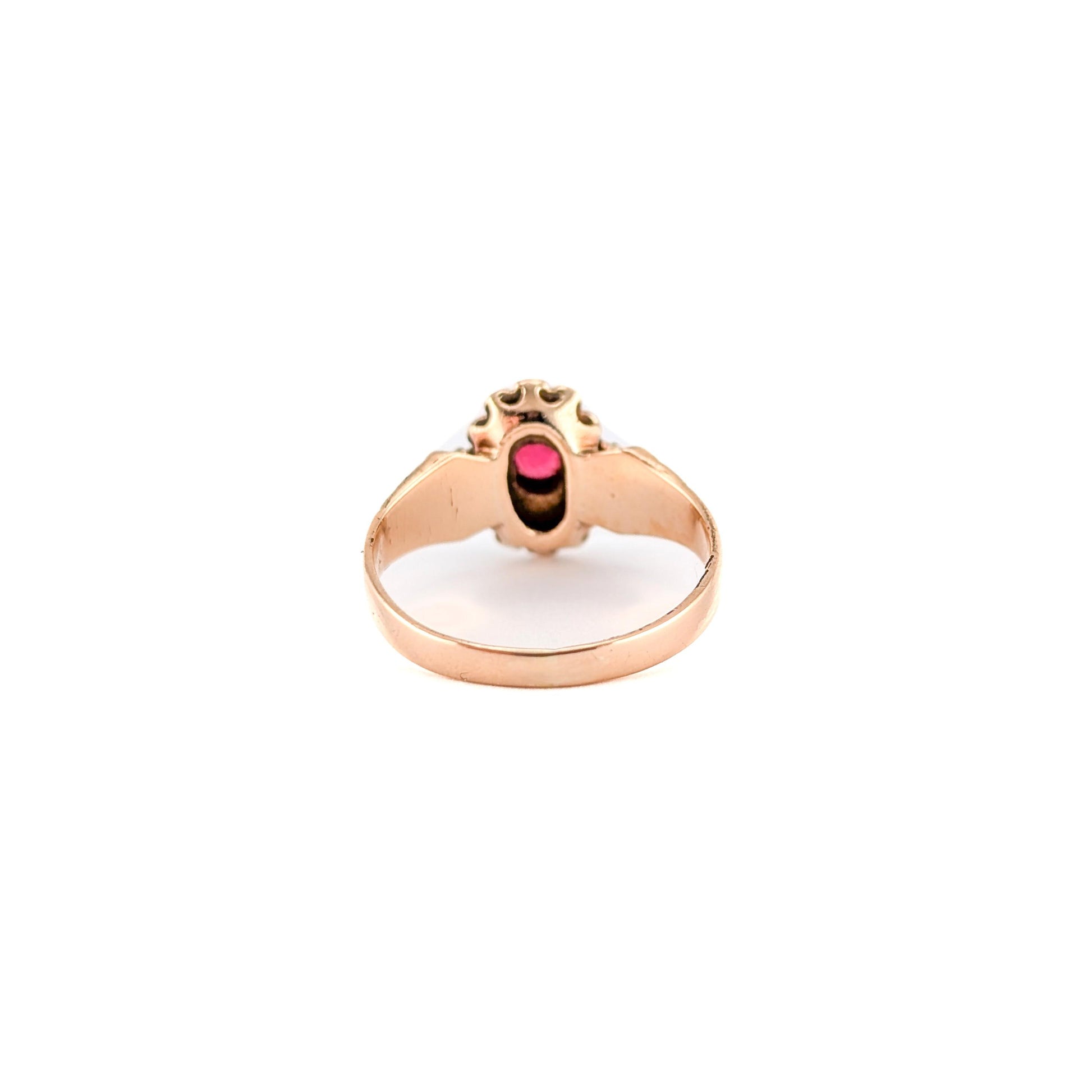 Antique Victorian 10k Gold Red Paste, Sapphire & Diamond Ring