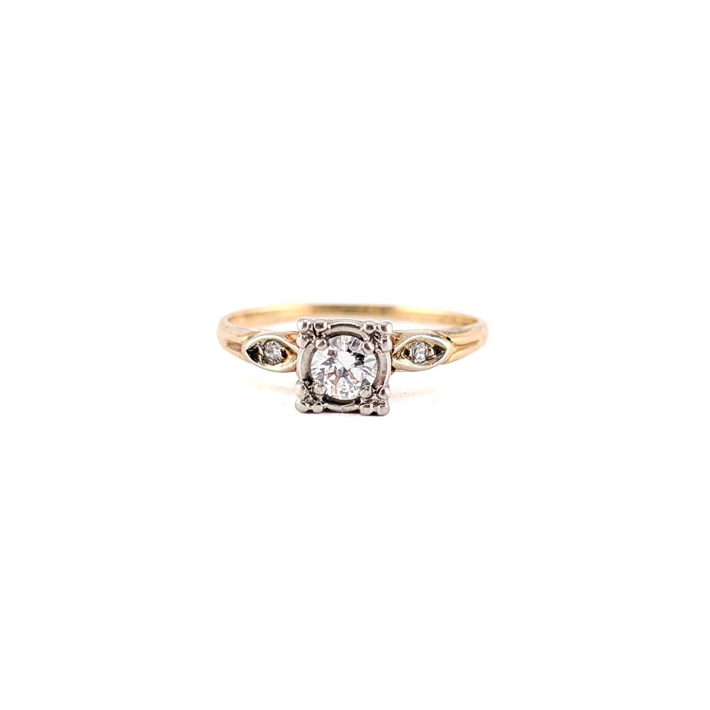 Vintage 14k Gold & Silver-Topped 0.35ct Diamond Engagement Ring