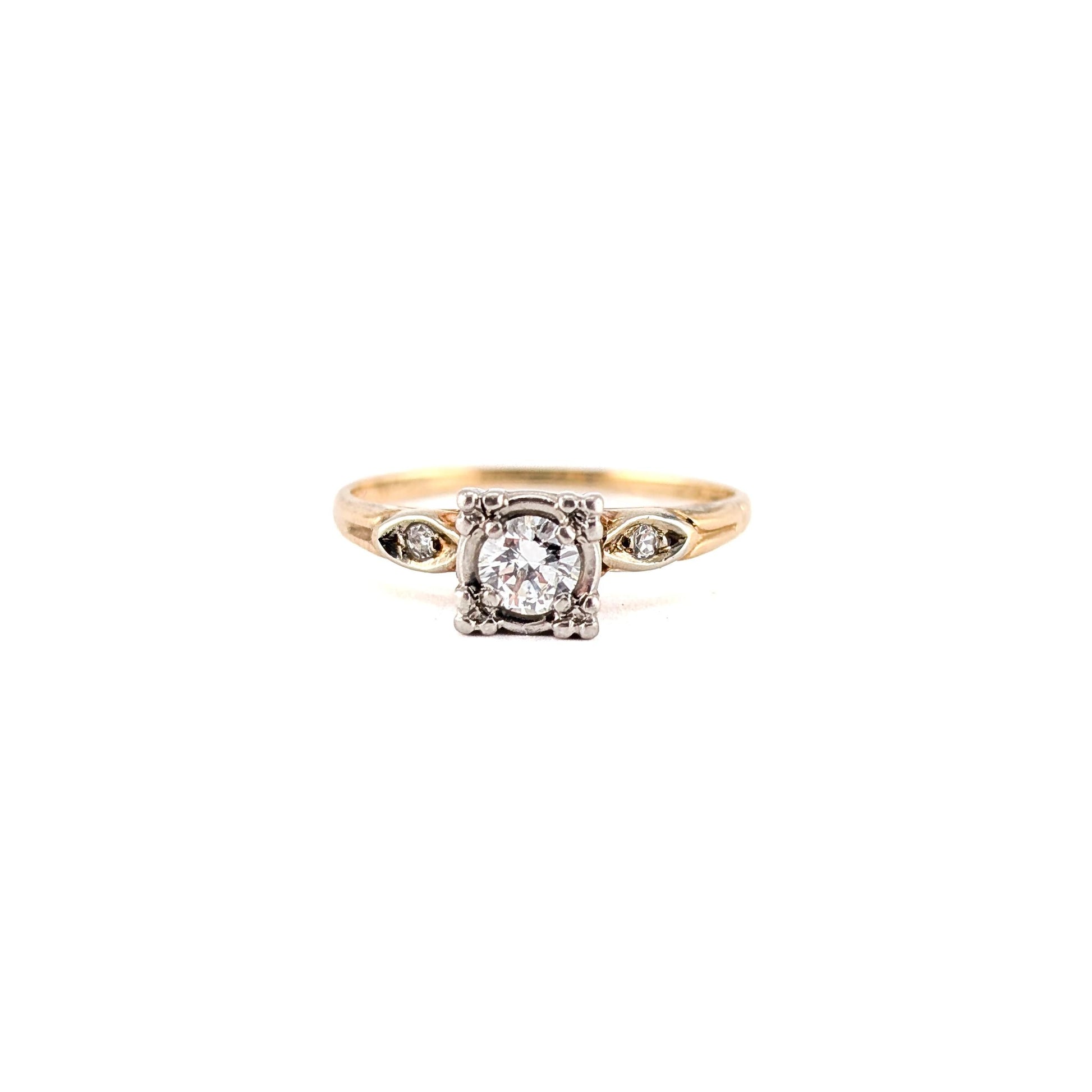 Vintage 14k Gold & Silver-Topped 0.35ct Diamond Engagement Ring