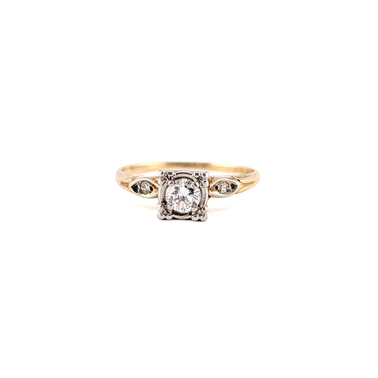 Vintage 14k Gold & Silver-Topped 0.35ct Diamond Engagement Ring