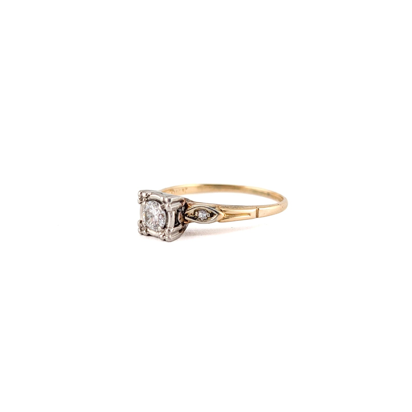 Vintage 14k Gold & Silver-Topped 0.35ct Diamond Engagement Ring