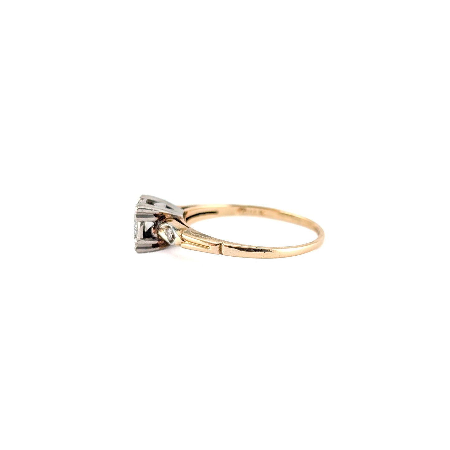 Vintage 14k Gold & Silver-Topped 0.35ct Diamond Engagement Ring