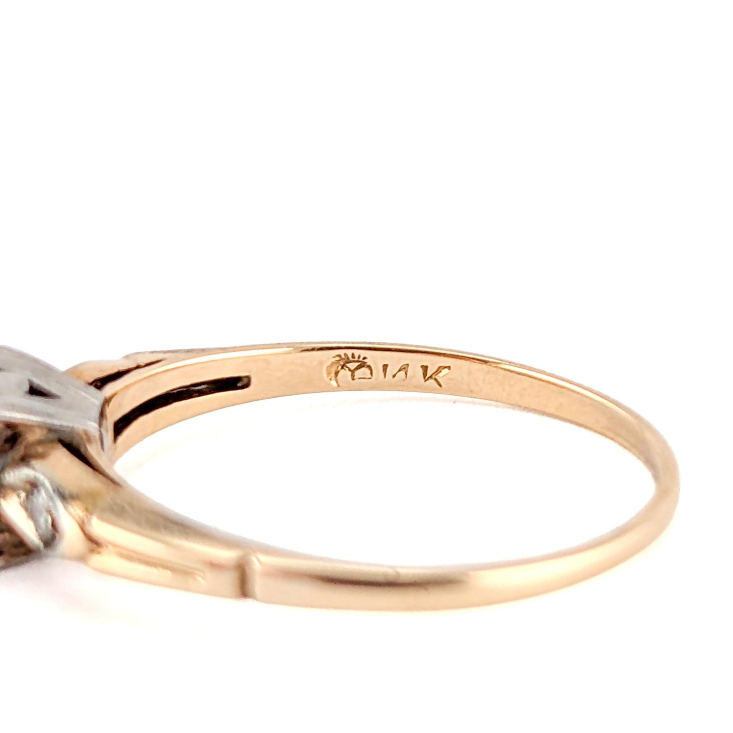 Vintage 14k Gold & Silver-Topped 0.35ct Diamond Engagement Ring