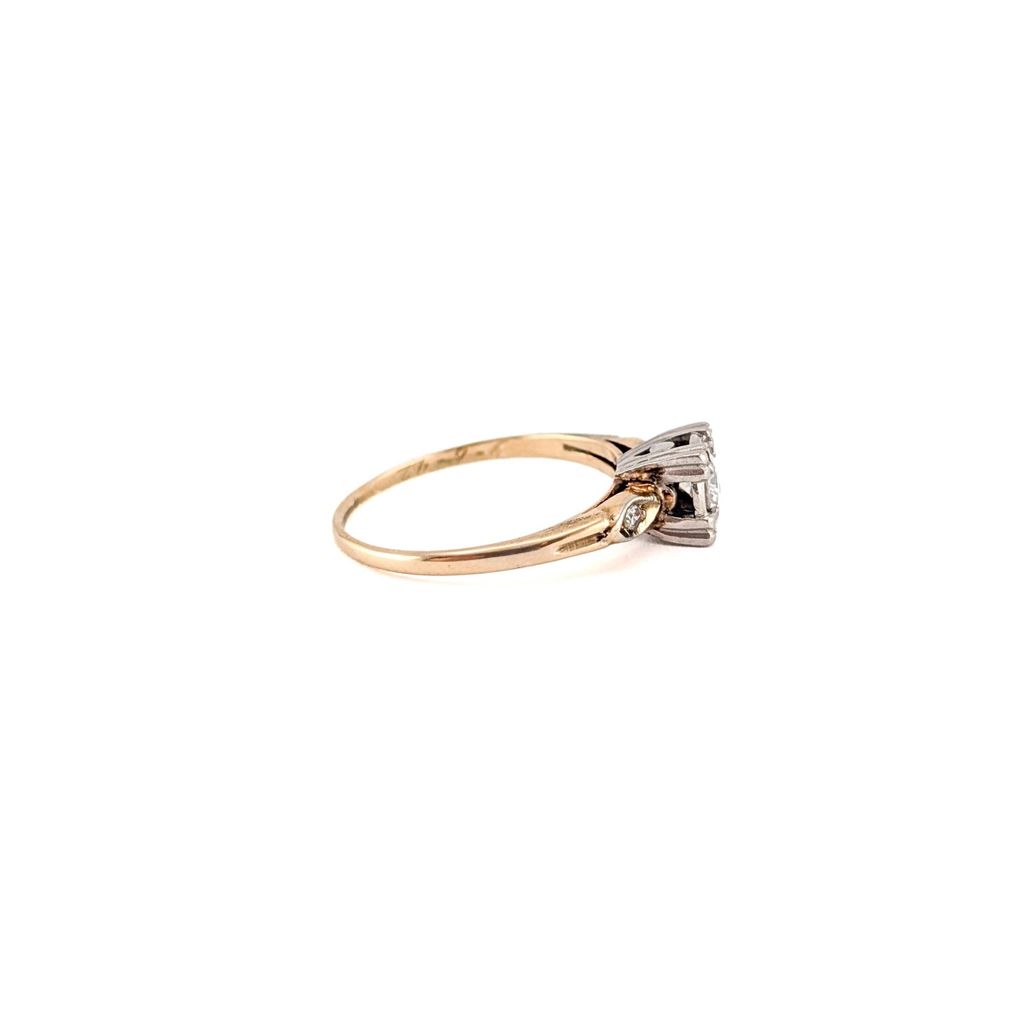 Vintage 14k Gold & Silver-Topped 0.35ct Diamond Engagement Ring