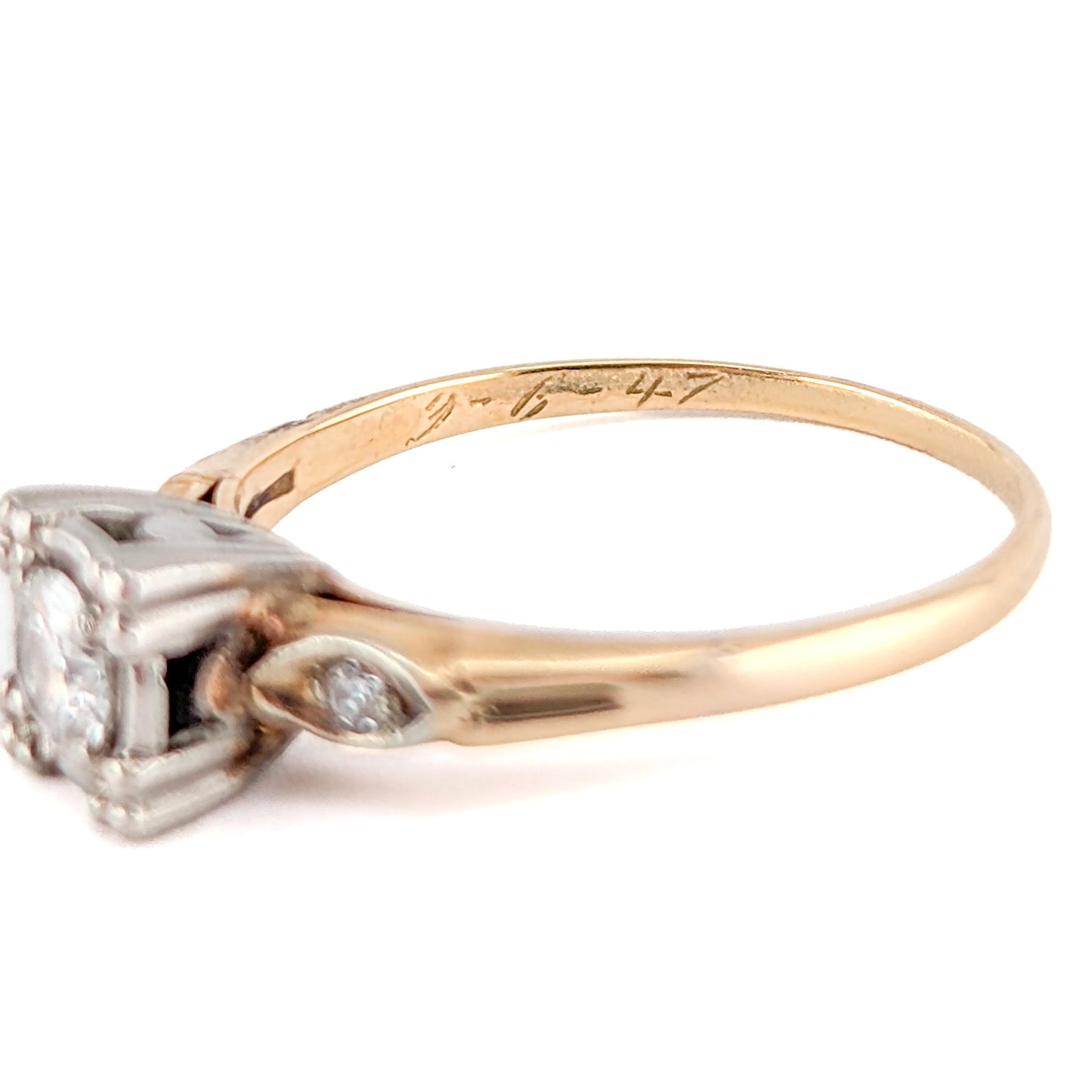 Vintage 14k Gold & Silver-Topped 0.35ct Diamond Engagement Ring