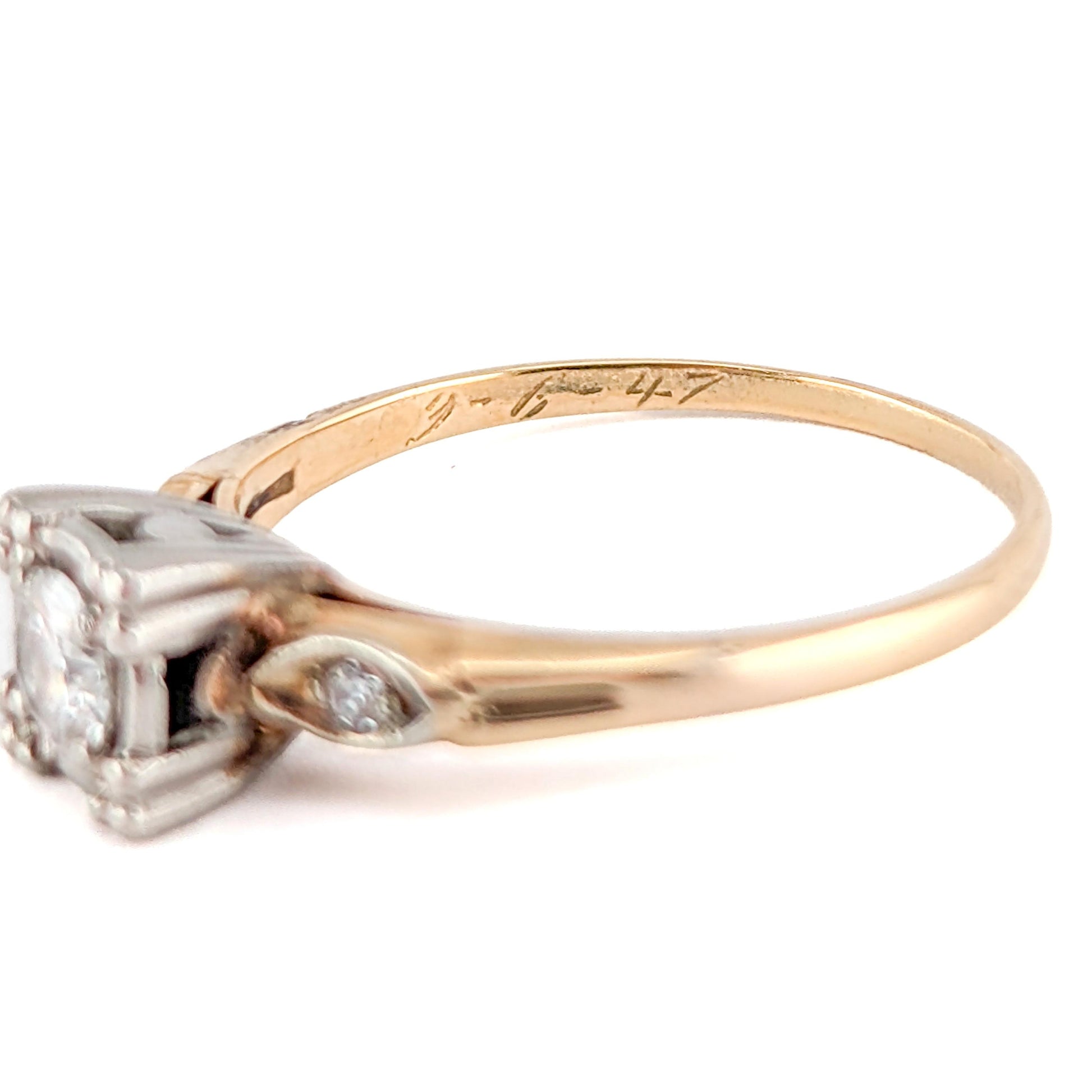 Vintage 14k Gold & Silver-Topped 0.35ct Diamond Engagement Ring