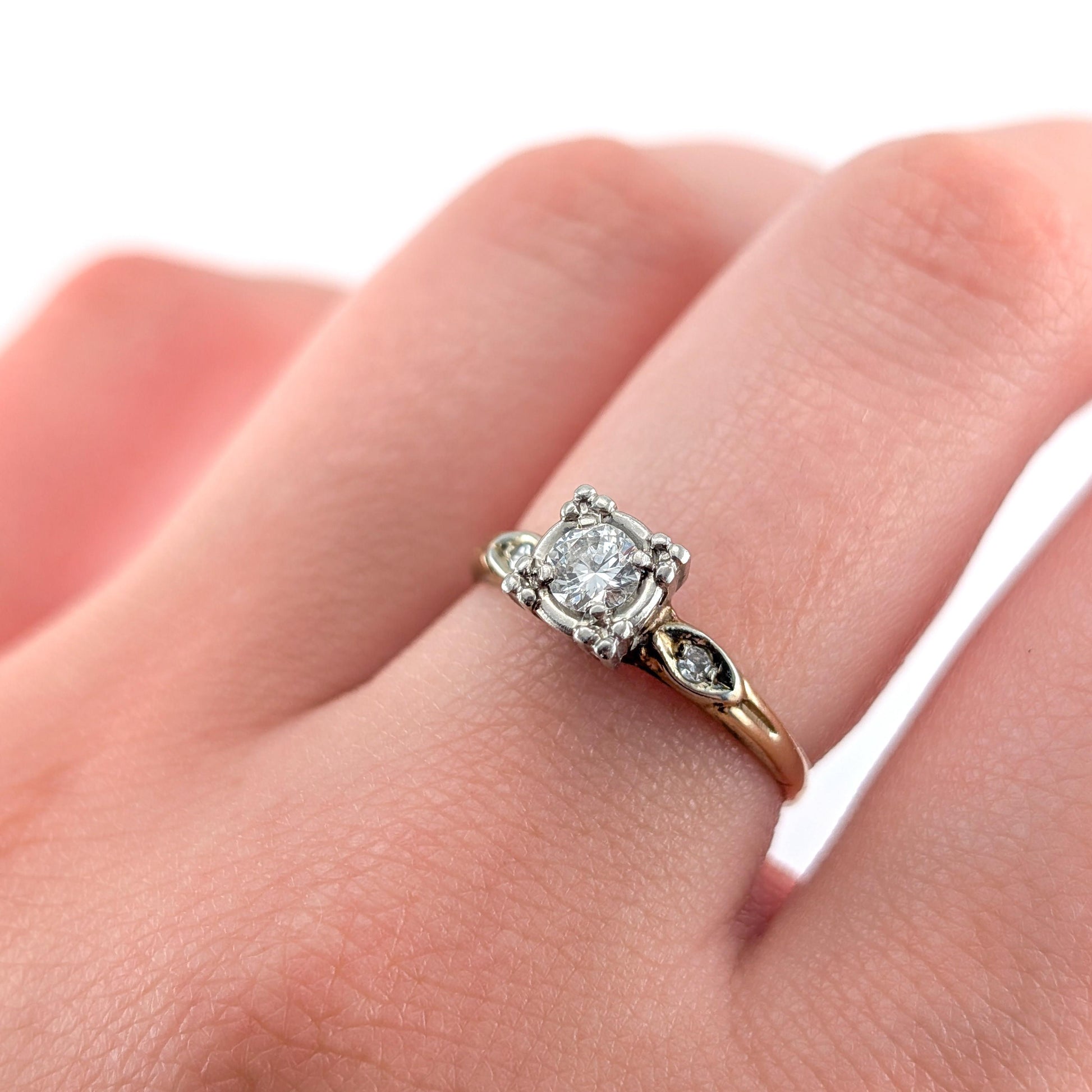 Vintage 14k Gold & Silver-Topped 0.35ct Diamond Engagement Ring