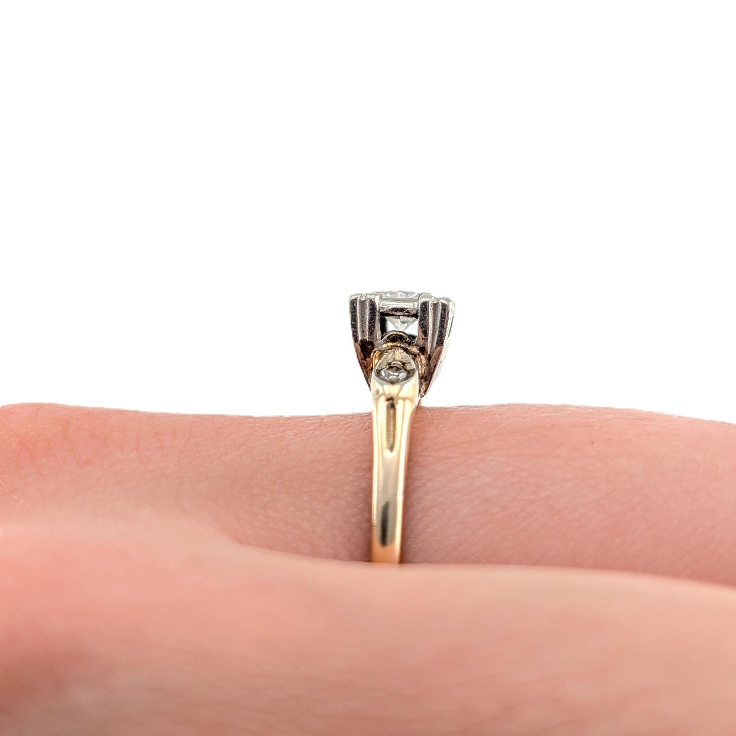 Vintage 14k Gold & Silver-Topped 0.35ct Diamond Engagement Ring