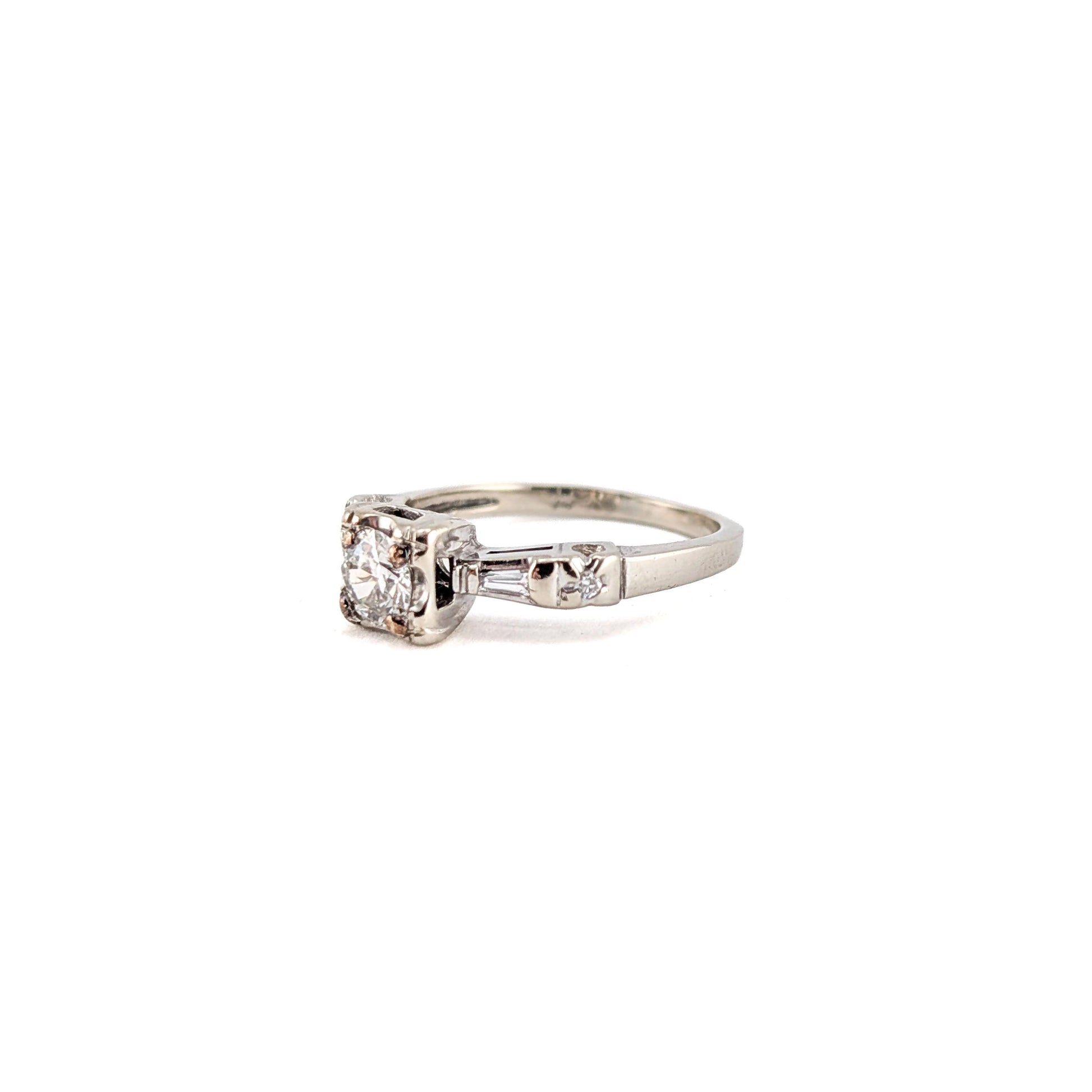 Vintage 14k White Gold 0.50ct Transitional Cut Diamond Engagement Ring