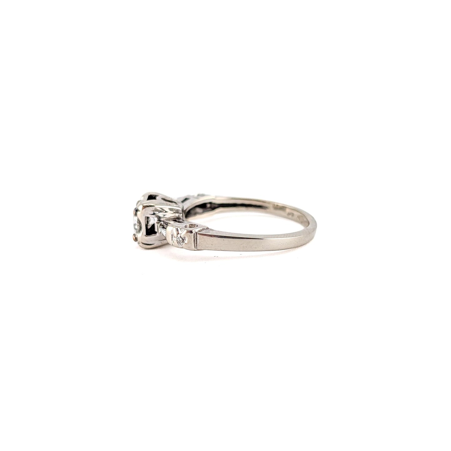 Vintage 14k White Gold 0.50ct Transitional Cut Diamond Engagement Ring