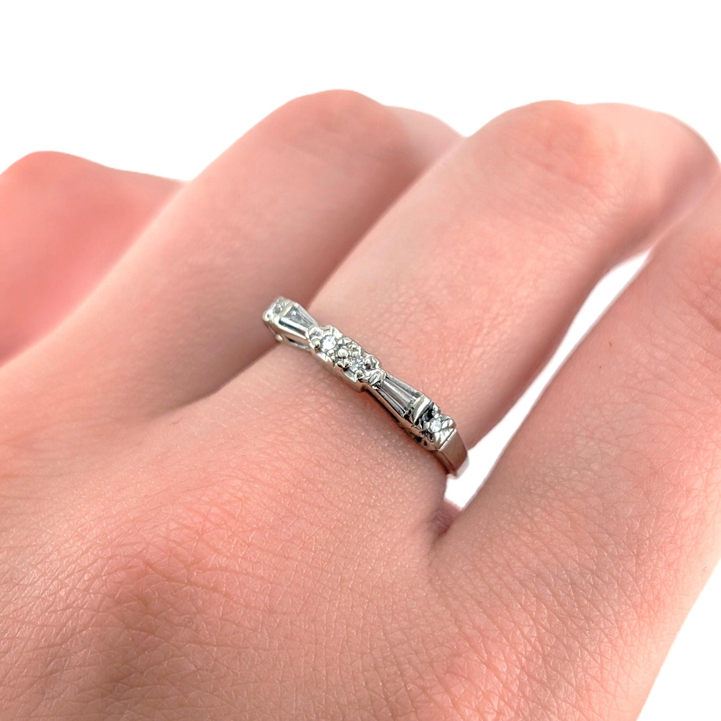 Art Deco Single-Cut Diamond Ring with Baguette Accents