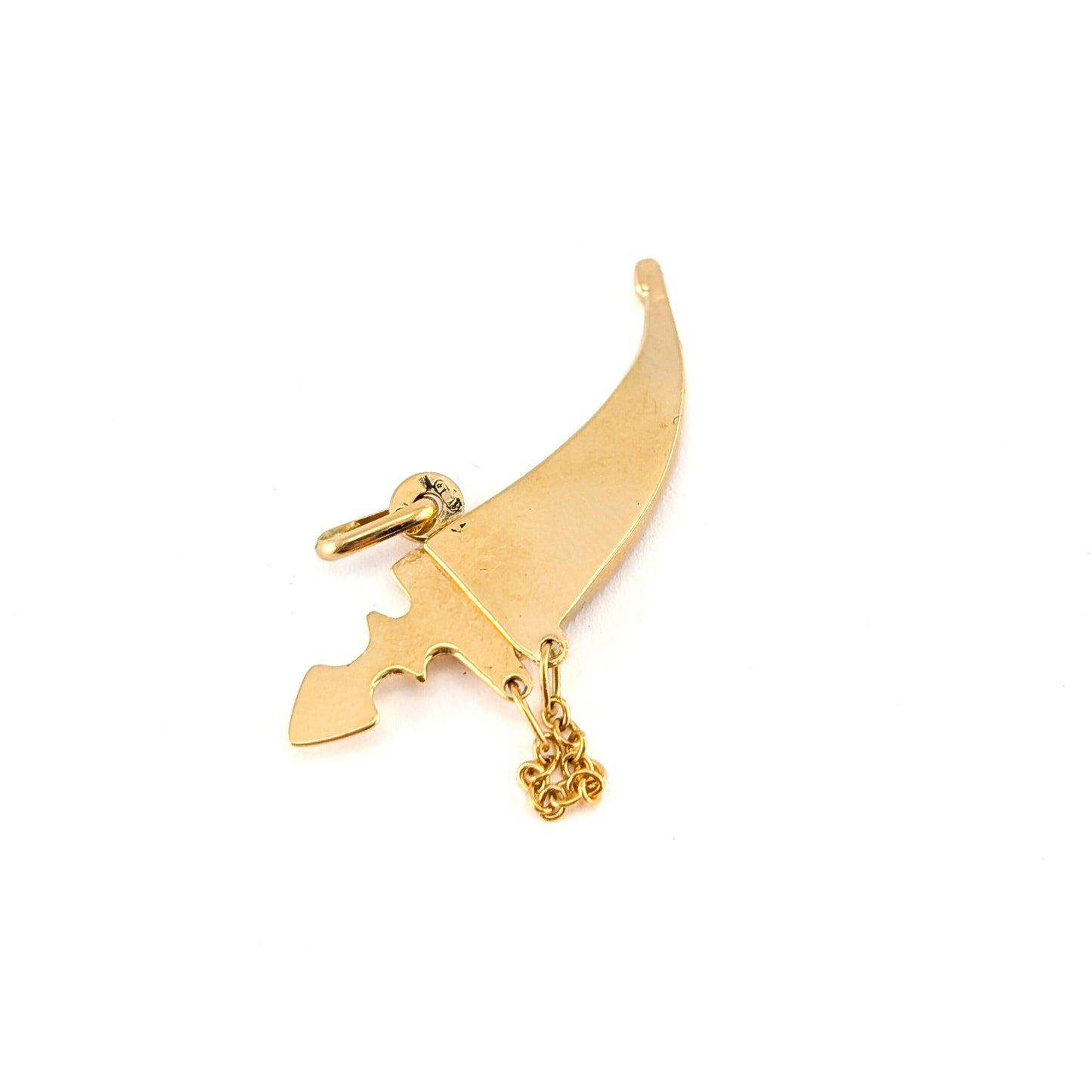 Vintage 18k Gold Mechanical Khanjar Style Dagger & Scabbard Charm